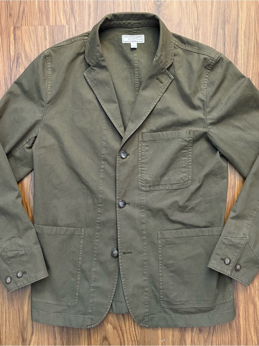 Wallace & Barnes J. Crew Chore Work Jacket Blazer Men's 38R Olive Green Cotton